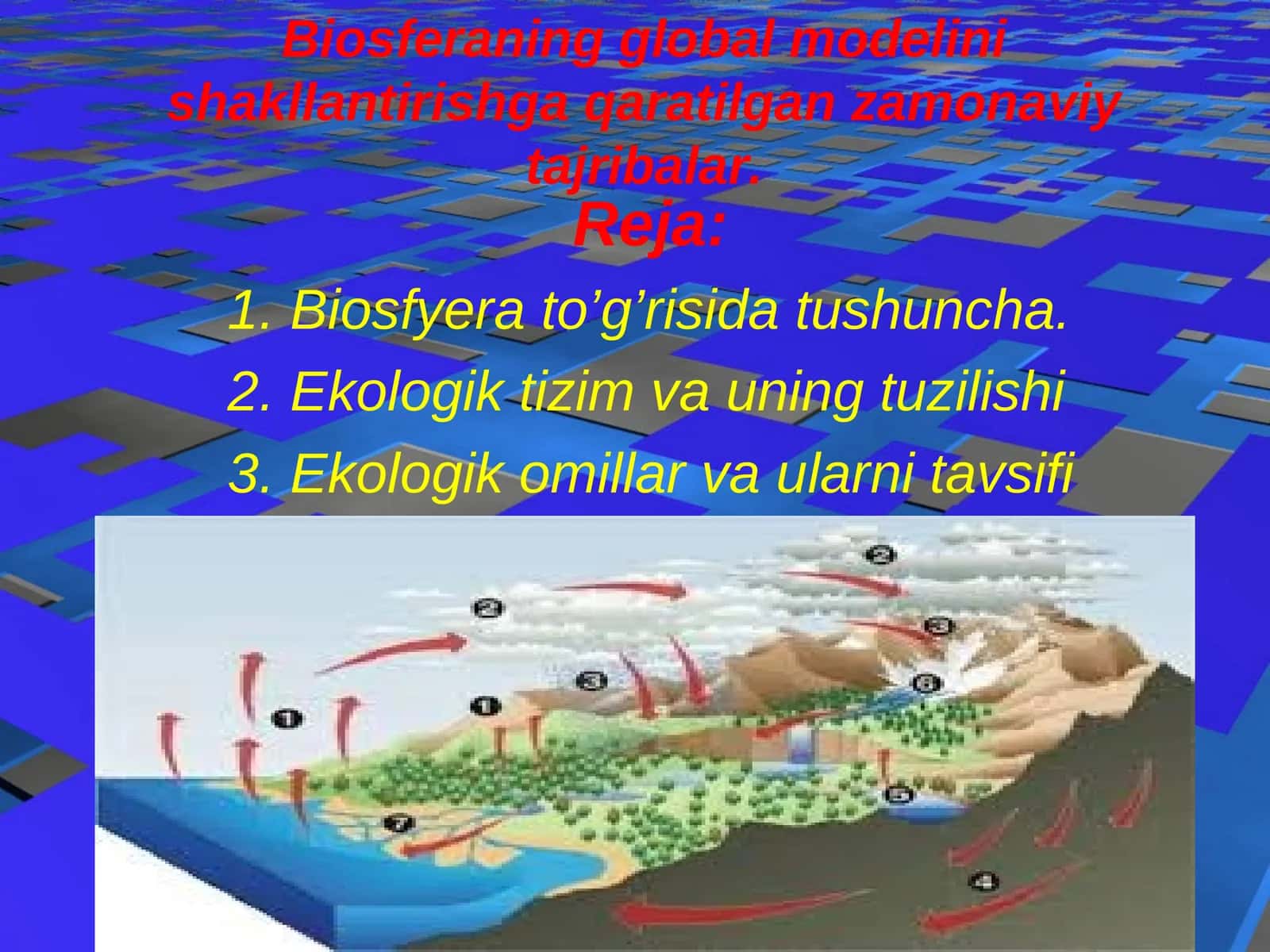 Biosferaning global modelini shakllantirishga qaratilgan zamonaviy tajribalar