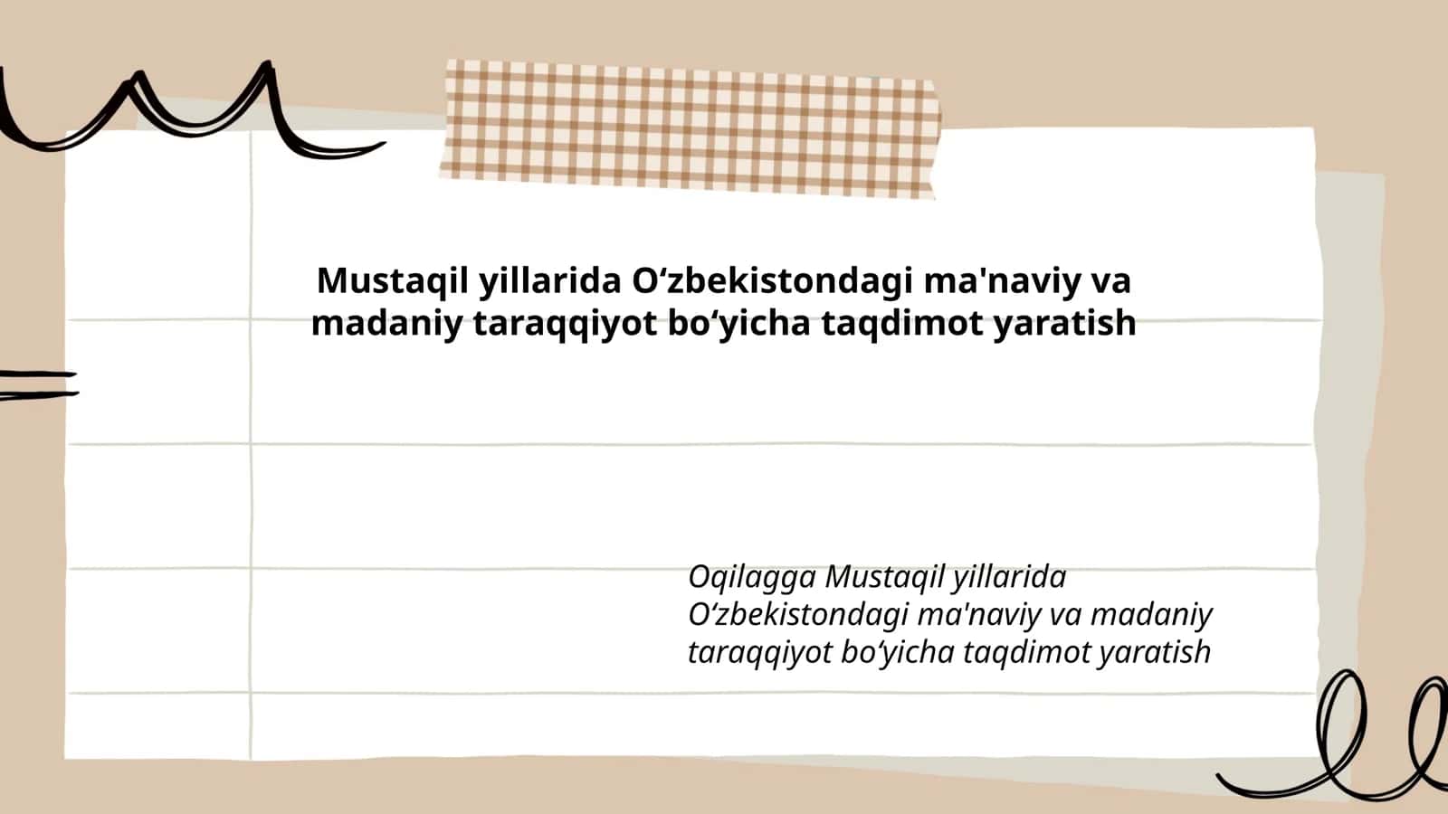 Oʻzbekistondagi Ma'naviy va Madaniy Taraqqiyot Boʻyicha Taqdimot