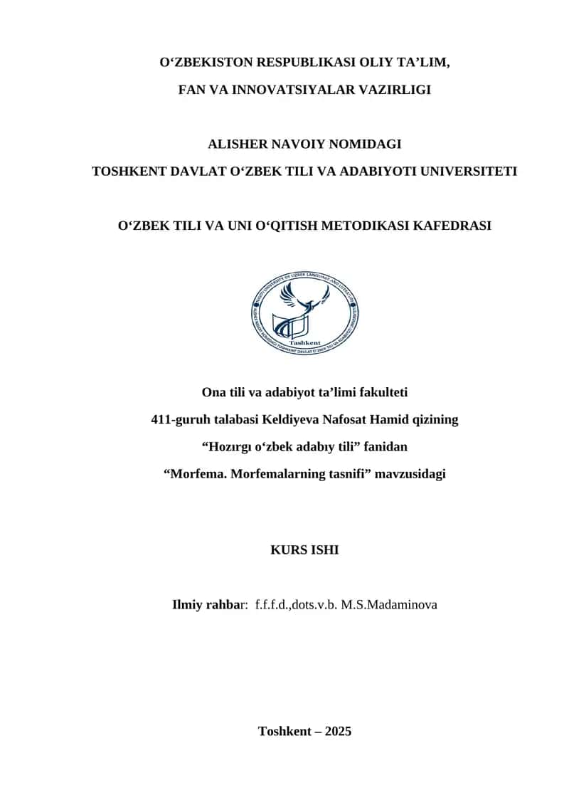 Morfema. Morfemalarning tasnifi