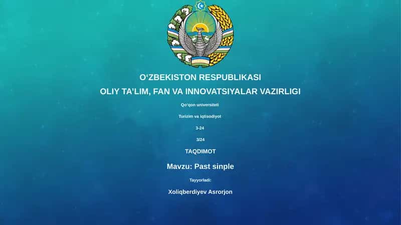 O'tgan oddiy zamon (Past Simple)