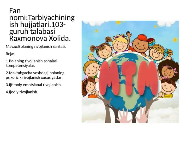 Bolaning rivojlanish xaritasi yuritilishini nazorat qilish kitobi