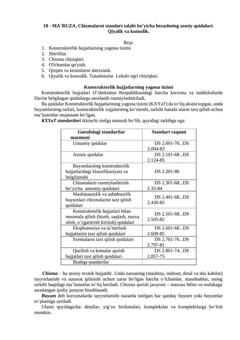 Konstruktorlik hujjatlarning yagona tizimi