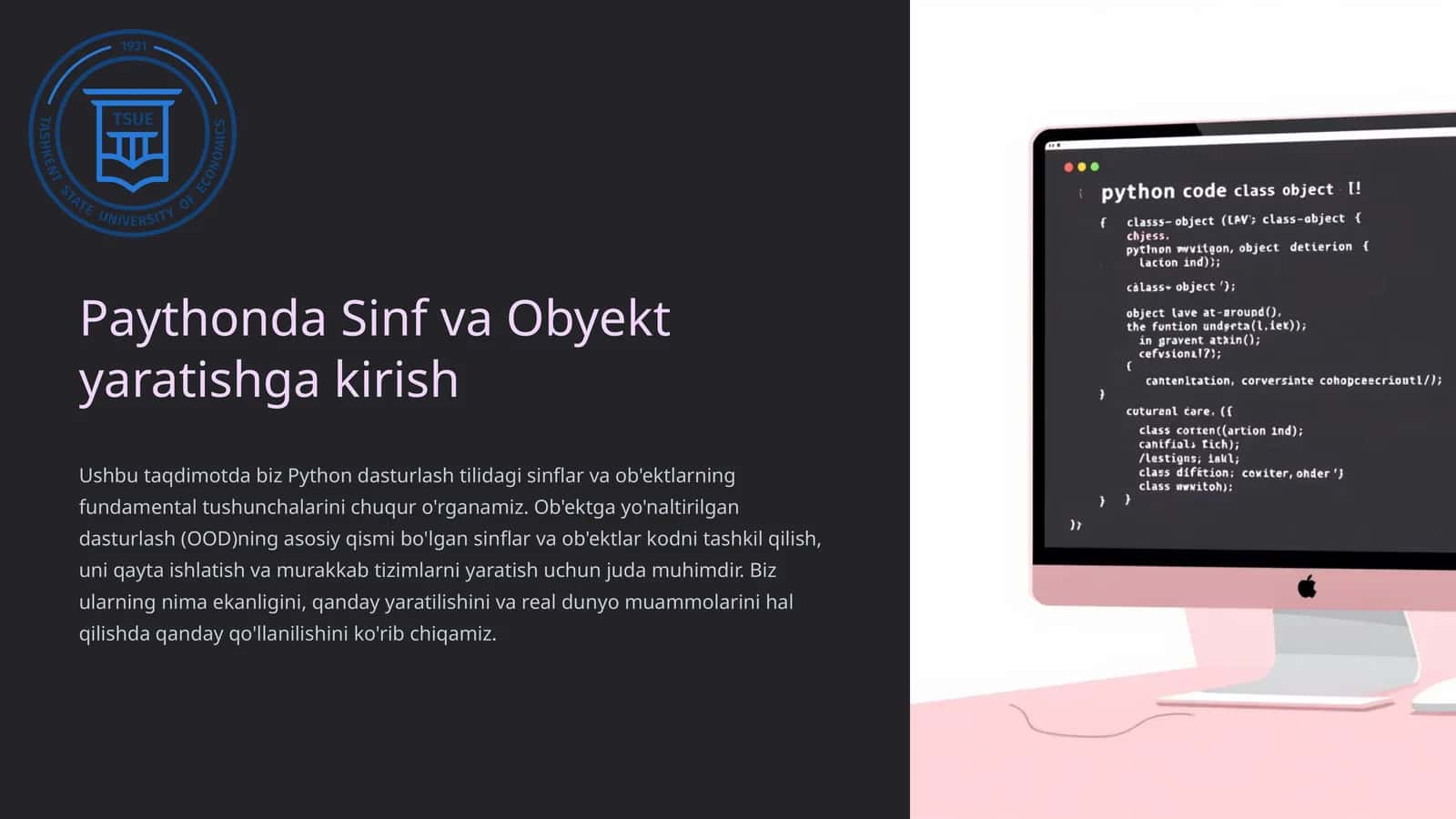 Paythonda Sinf va Obyekt yaratishga kirish