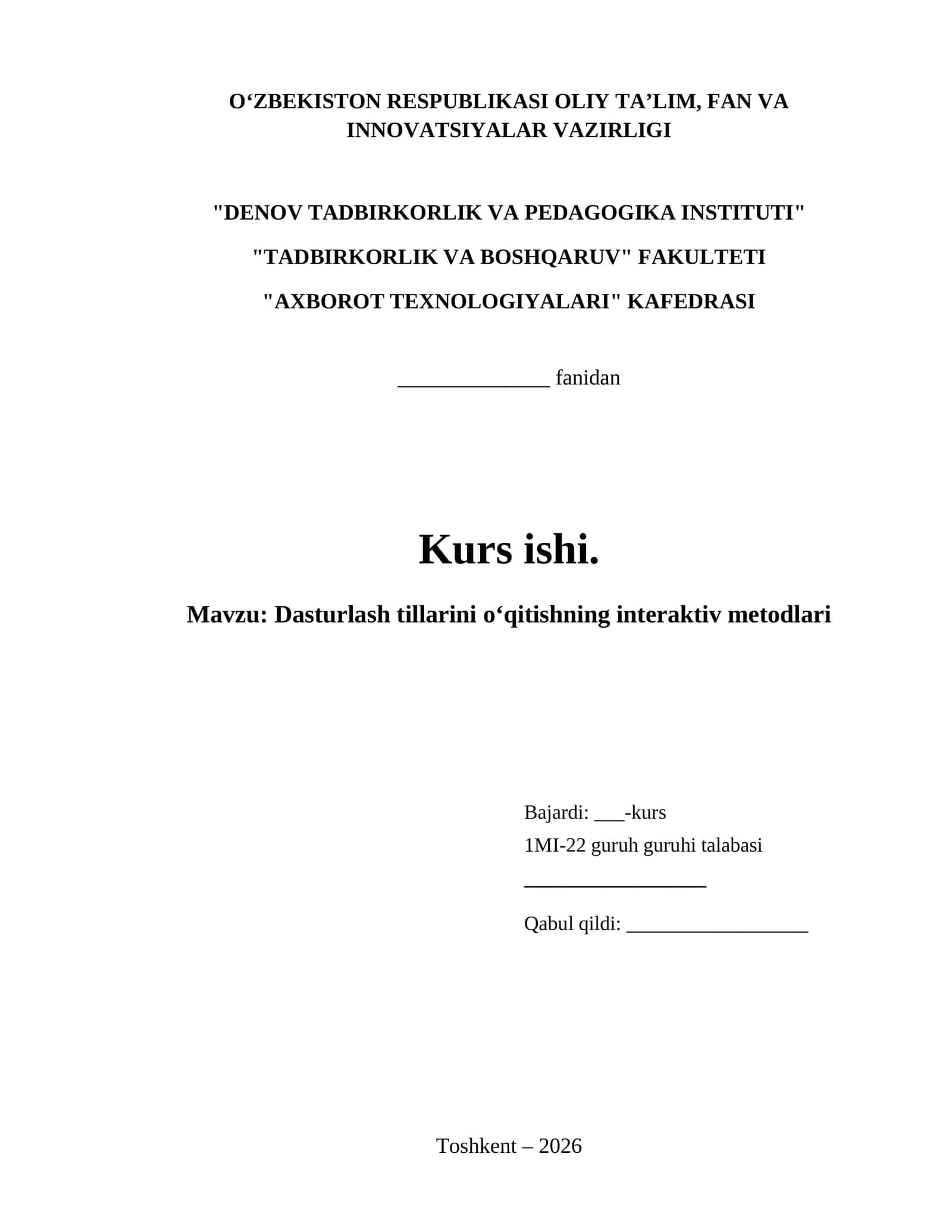 Dasturlash tillarini oʻqitishning interaktiv metodlari