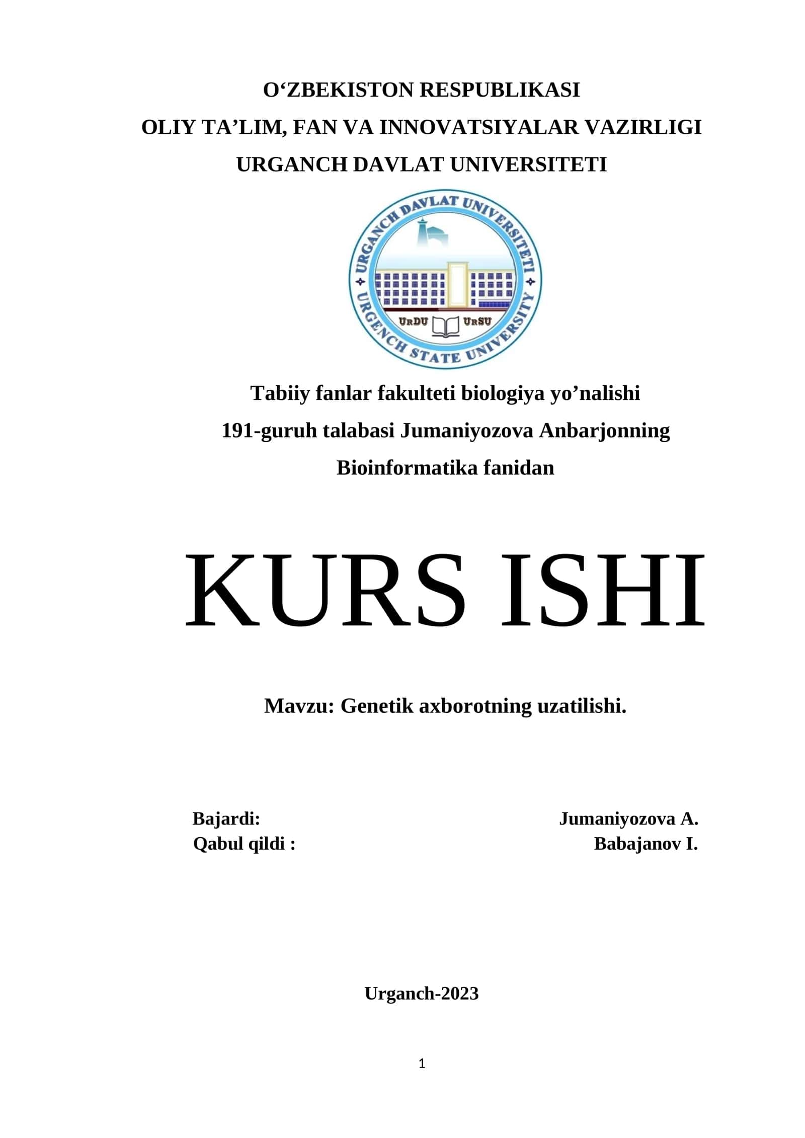Genetik axborotning uzatilishi
