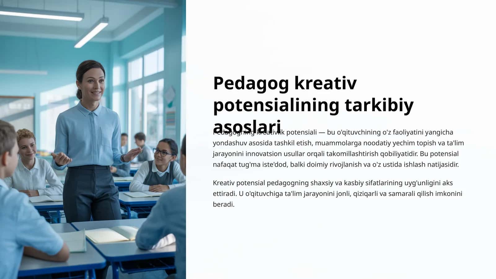 Pedagog kreativ potensialining tarkibiy asoslari