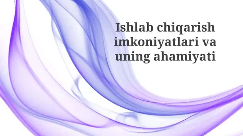 Ishlab chiqarish imkoniyatlari va uning ahamiyati