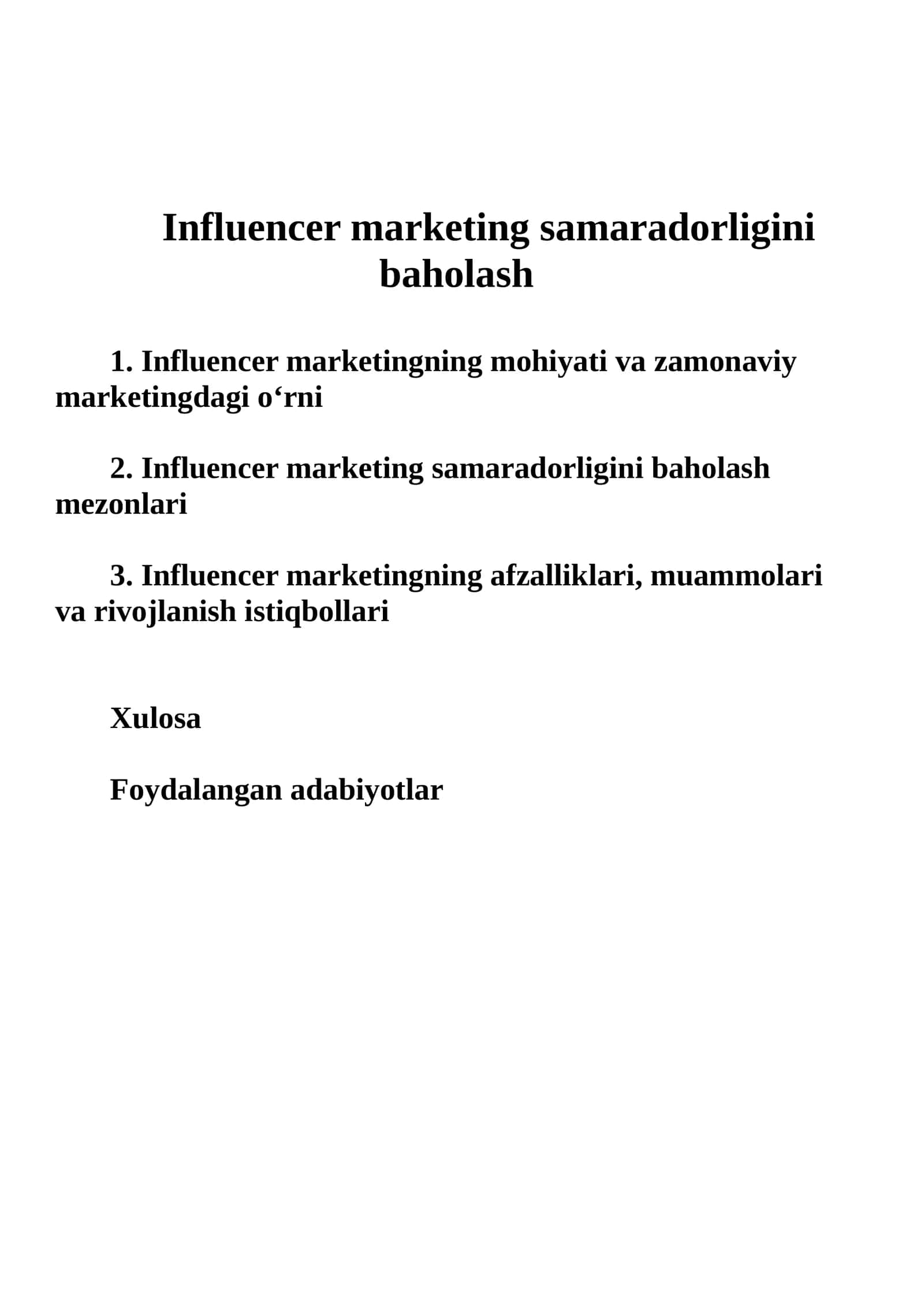Influencer marketing samaradorligini baholash