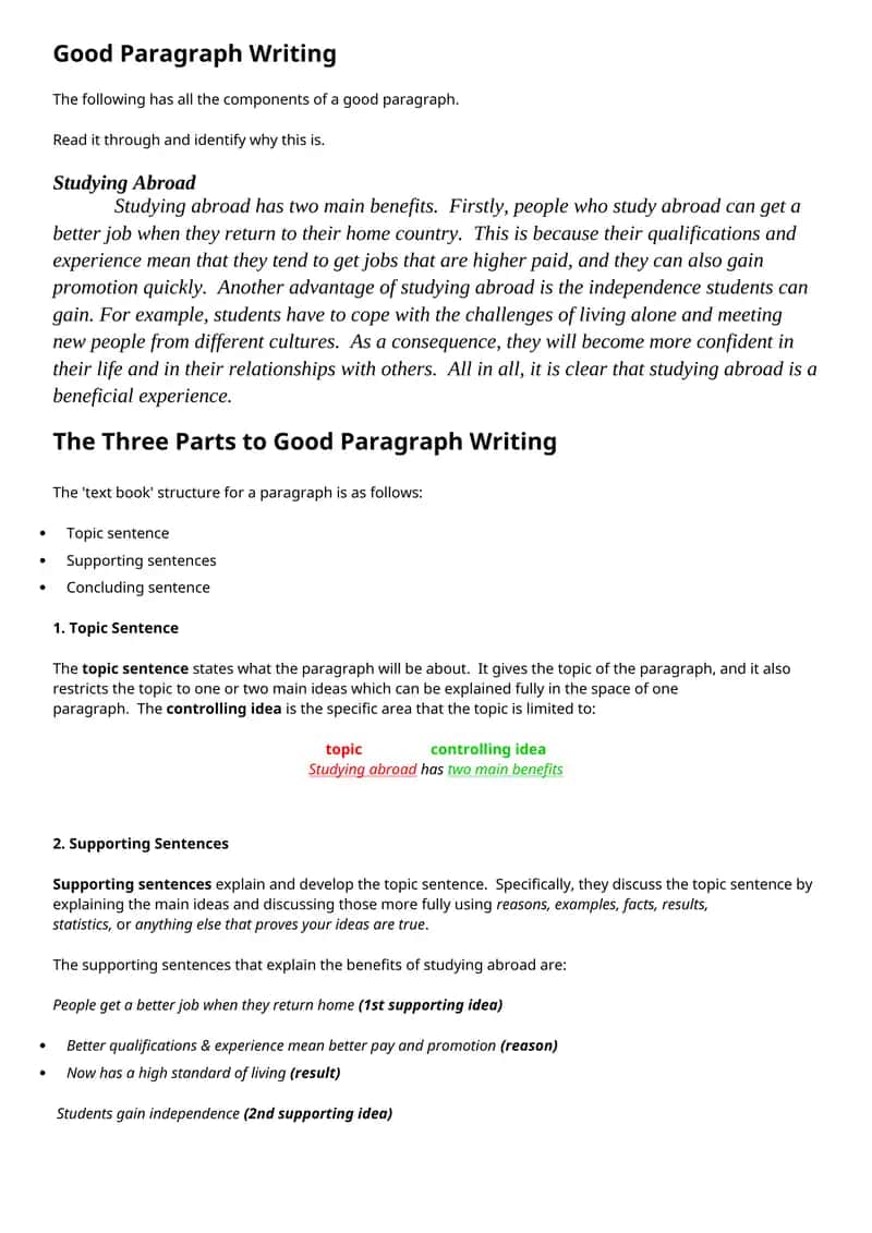 Good Paragraph Writing