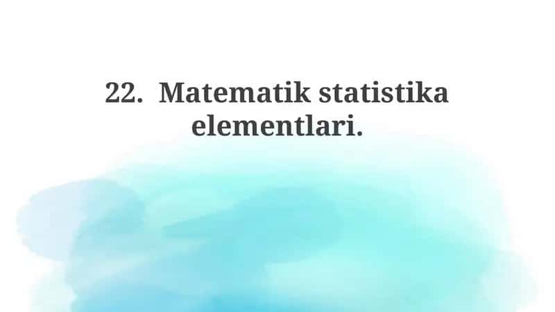 Matematik statistika elementlari