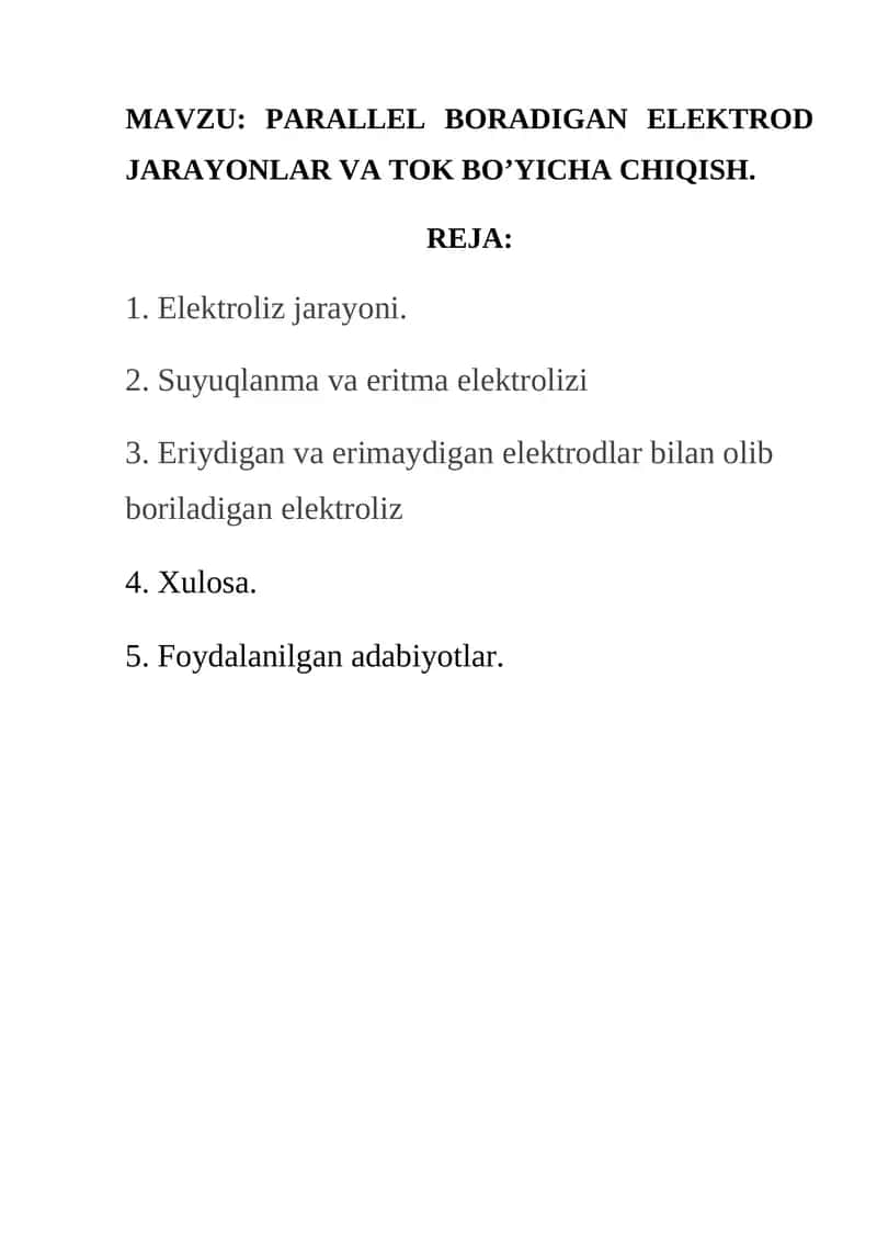 Eriydigan va erimaydigan elektrodlar bilan olib boriladigan elektroliz