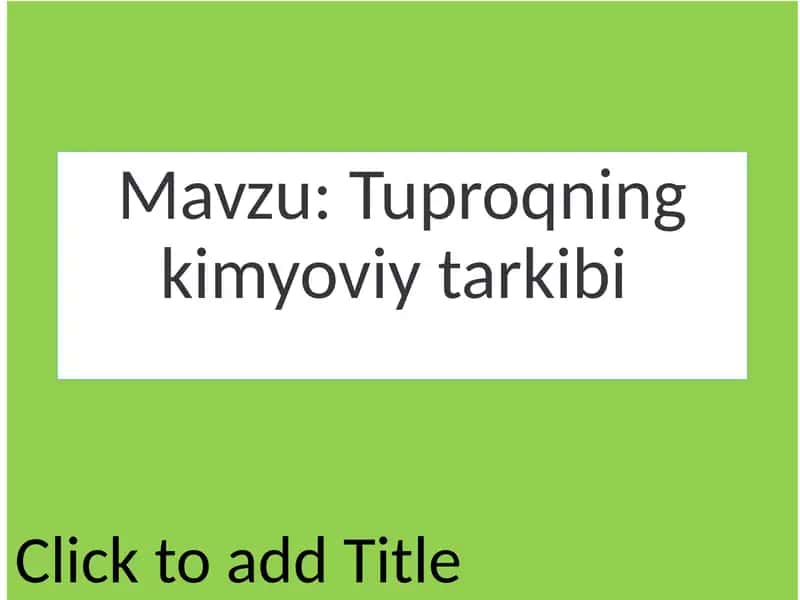 Tuproqning kimyoviy tarkibi