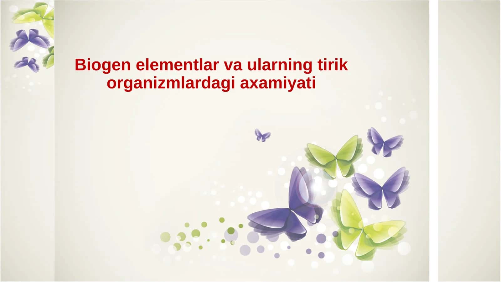 Biogen elementlar va ularning tirik organizmlardagi axamiyati
