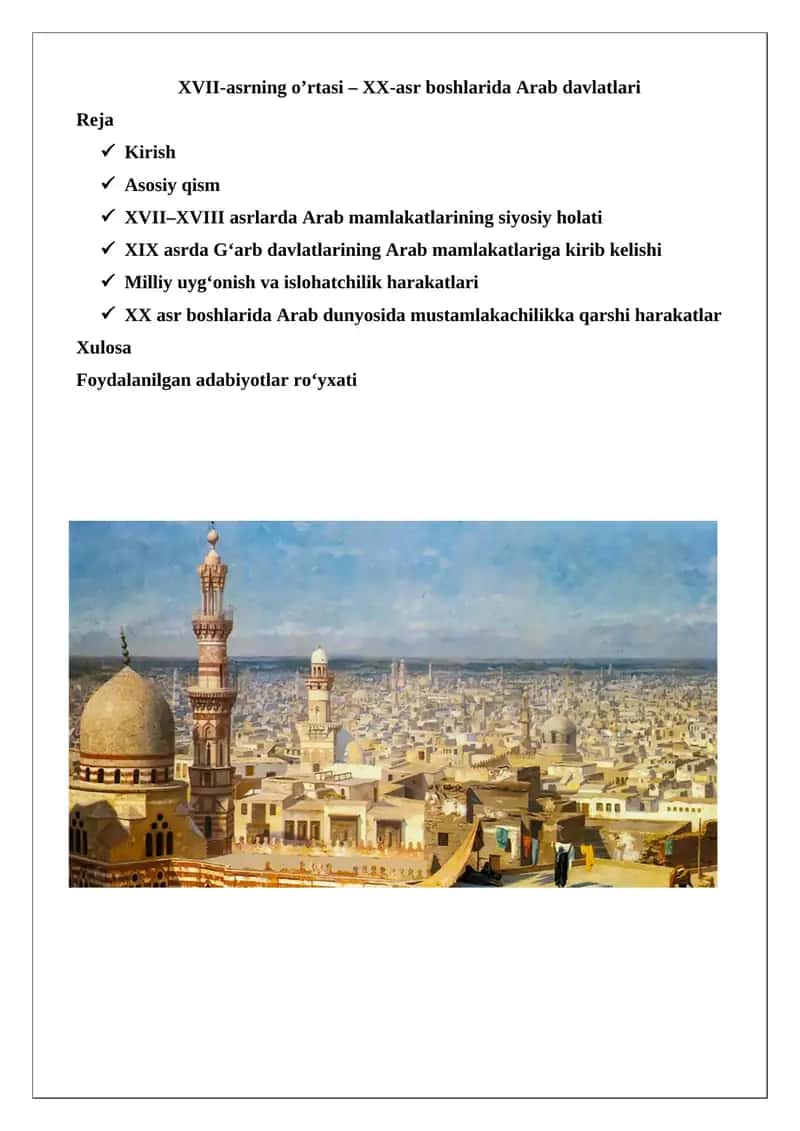 Arab Davlatlarining Siyosiy Holati