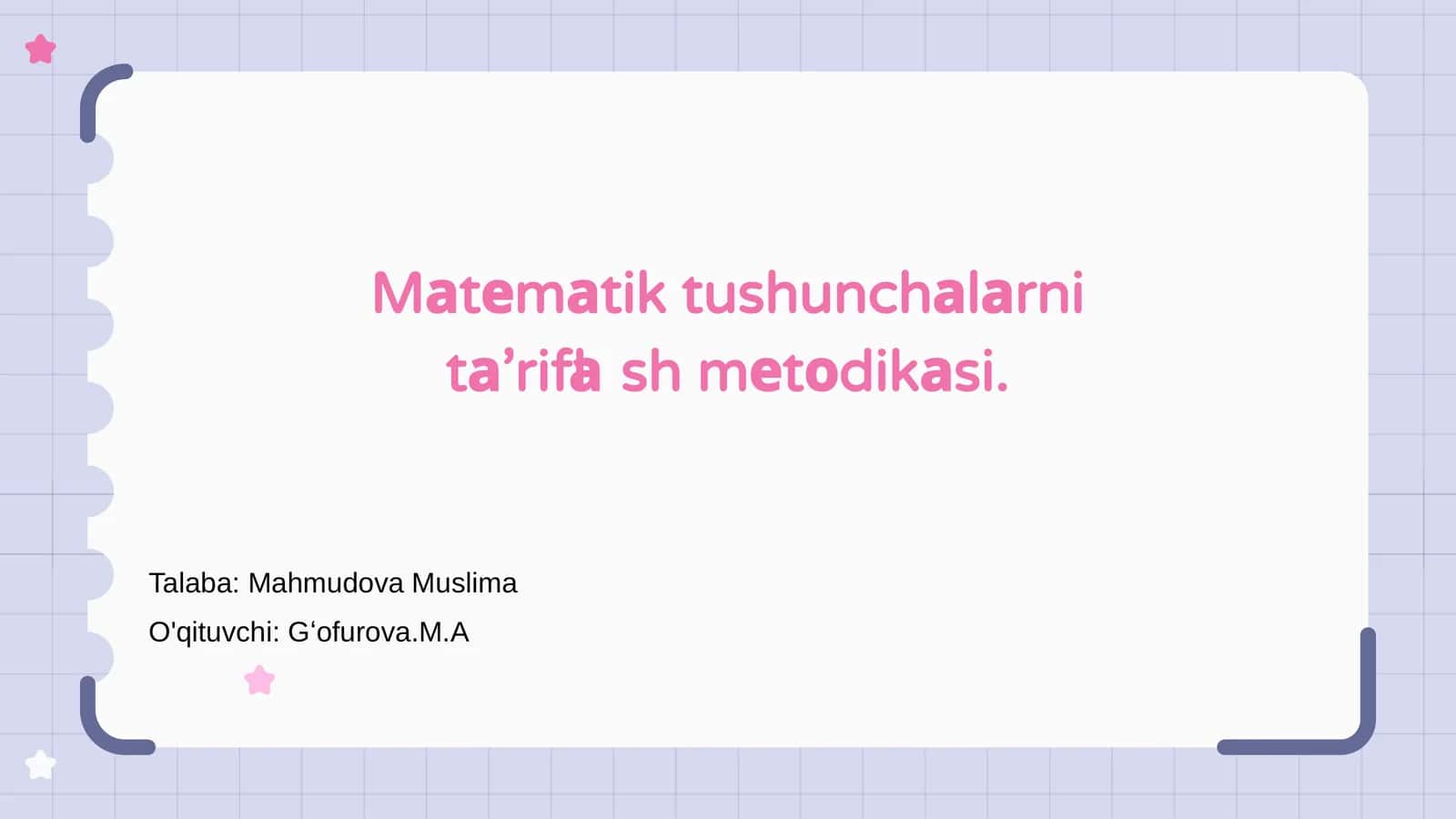 Matematik tushunchalarni ta'riflash metodikasi