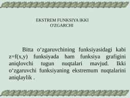 Ekstrem Funksiya Ikki O'zgarchi