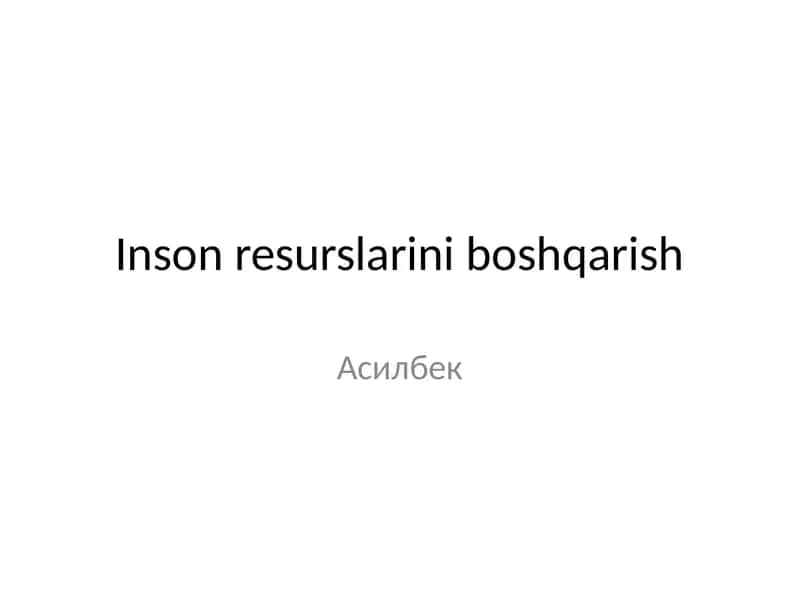 Inson resurslarini boshqarish