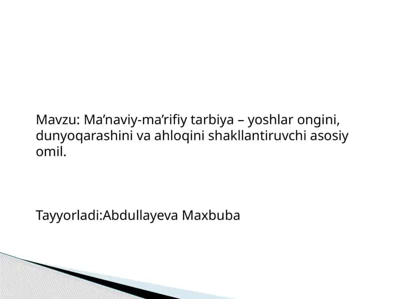 Ma’naviy-ma’rifiy tarbiya