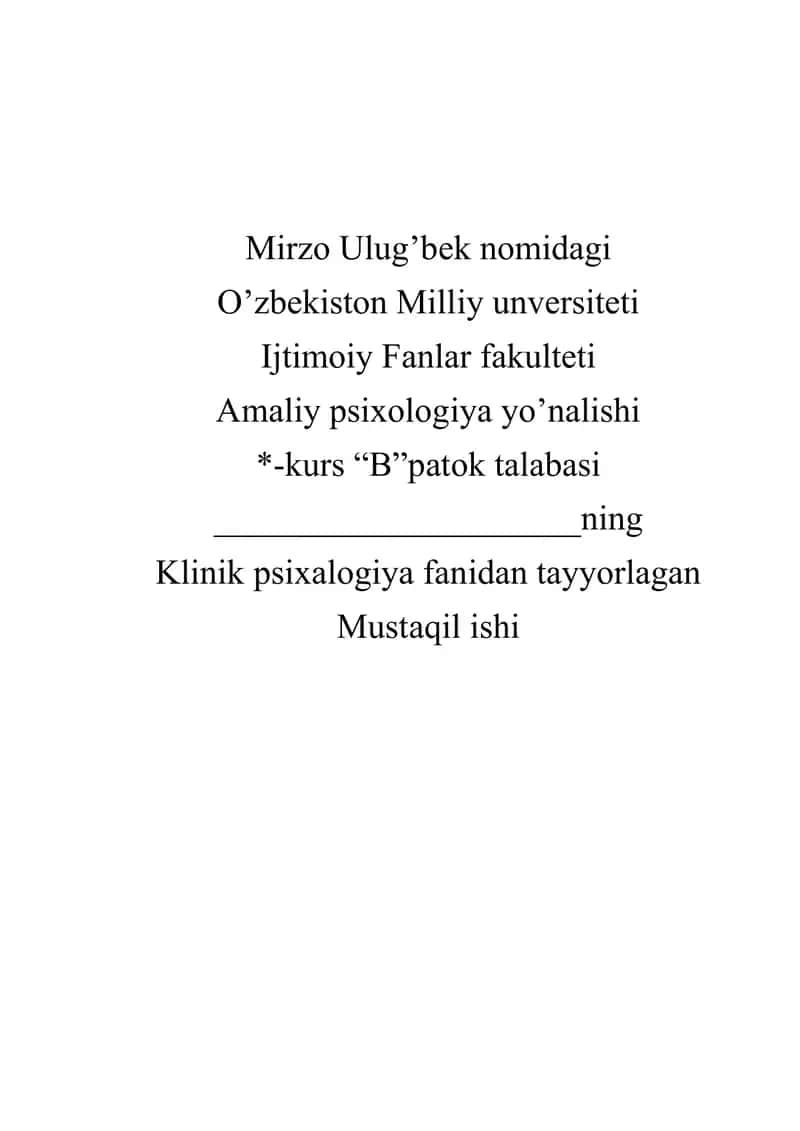Bemor psixalogiyasi kasallikning ichki ko’rinishi