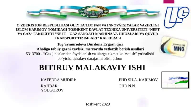 Aholigatabiiy gazni xavfsiz, me’yorida yetkazib berish usullari