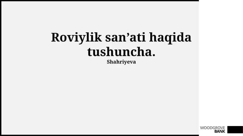 Roviylik san'ati haqida tushuncha