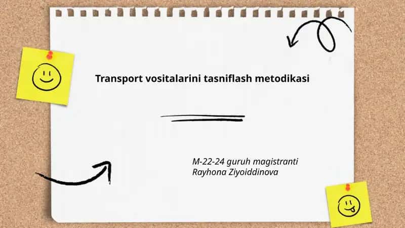Transport vositalarini tasniflash metodikasi