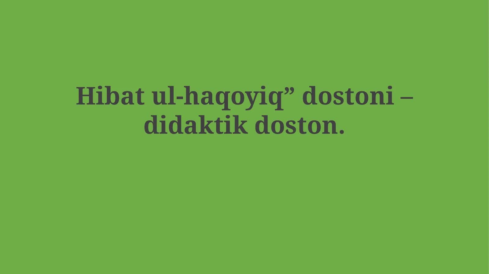 Hibat ul-Haqoyiq