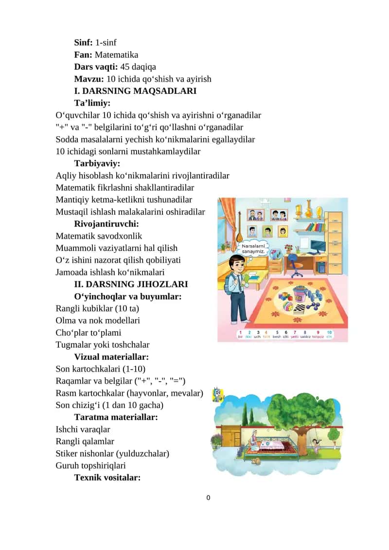 10 ichida qoʻshish va ayirish