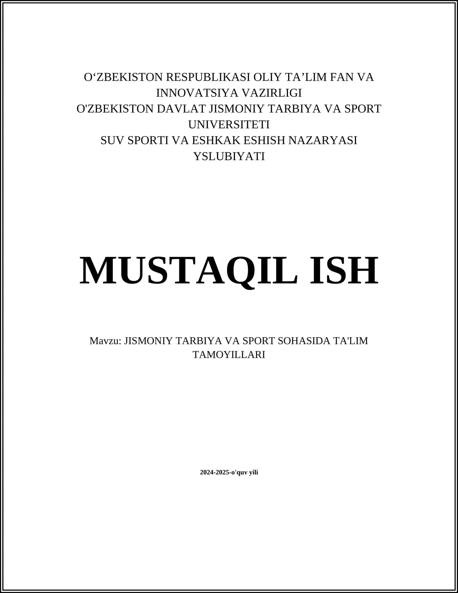 Jismoniy tarbiya va sport sohasida ta'lim tamoyillari