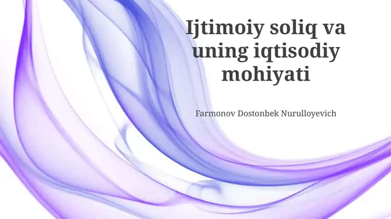Ijtimoiy Soliq va uning iqtisodiy mohiyati
