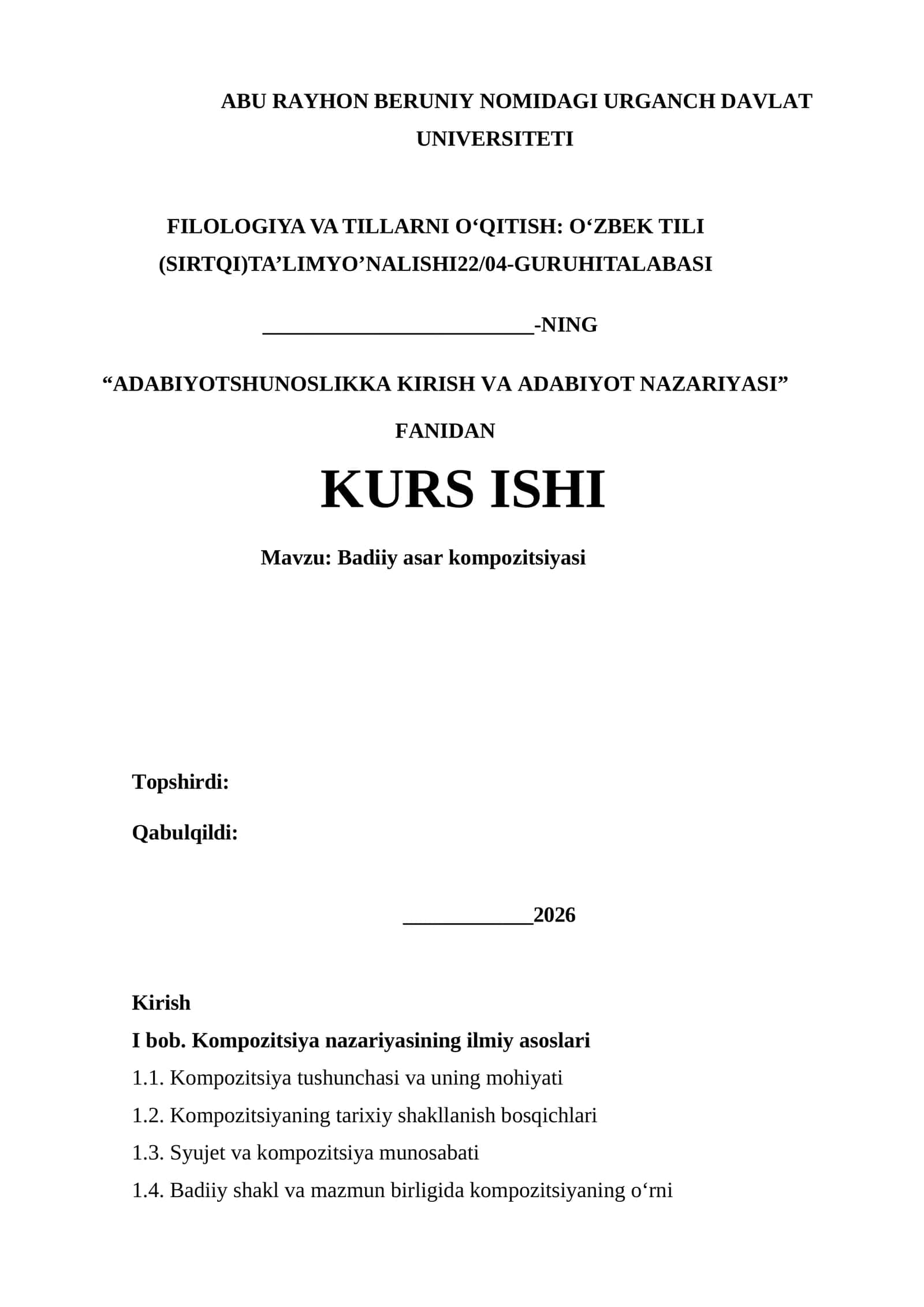 Badiiy asar kompozitsiyasi