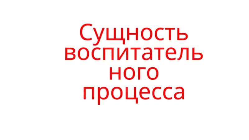 Сущность воспитательного процесса