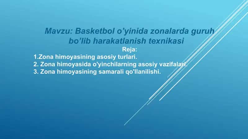 Basketboli oyinida zonalarda guruh bo'lib harakatlanish texnikasi