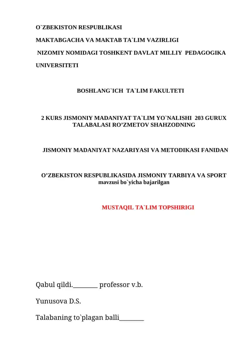 Jismoniy madaniyat ta'lim
