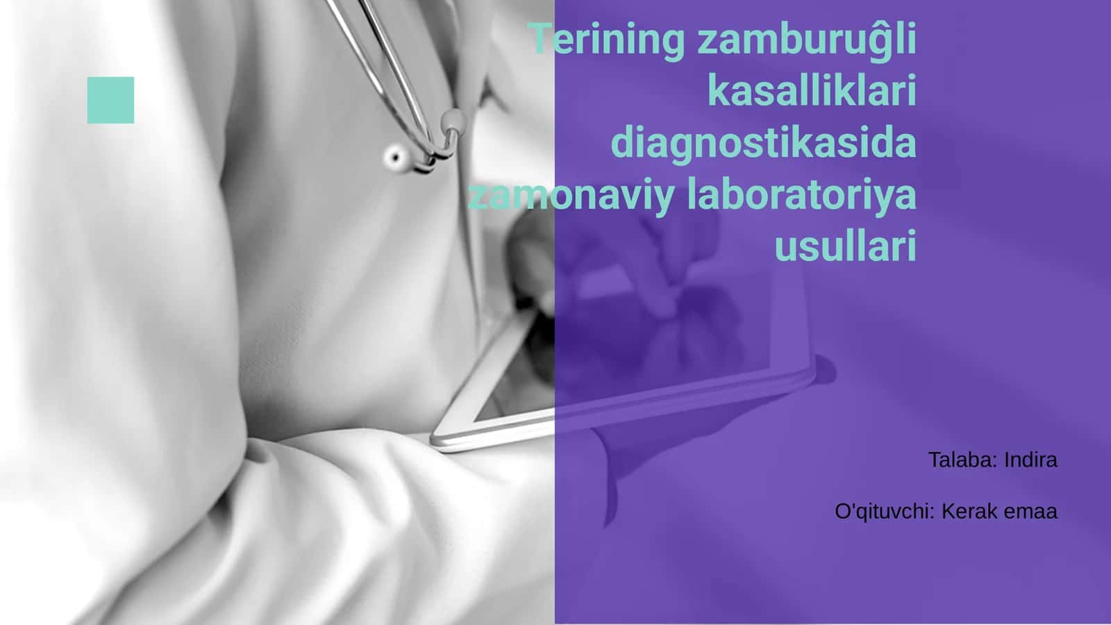 Terining zamburuĝli kasalliklari diagnostikasida zamonaviy laboratoriya usullari