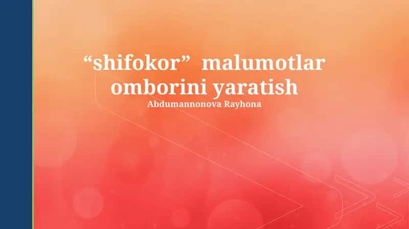 Shifokorlar Ma'lumotlar Bazasini Rejalashtirish