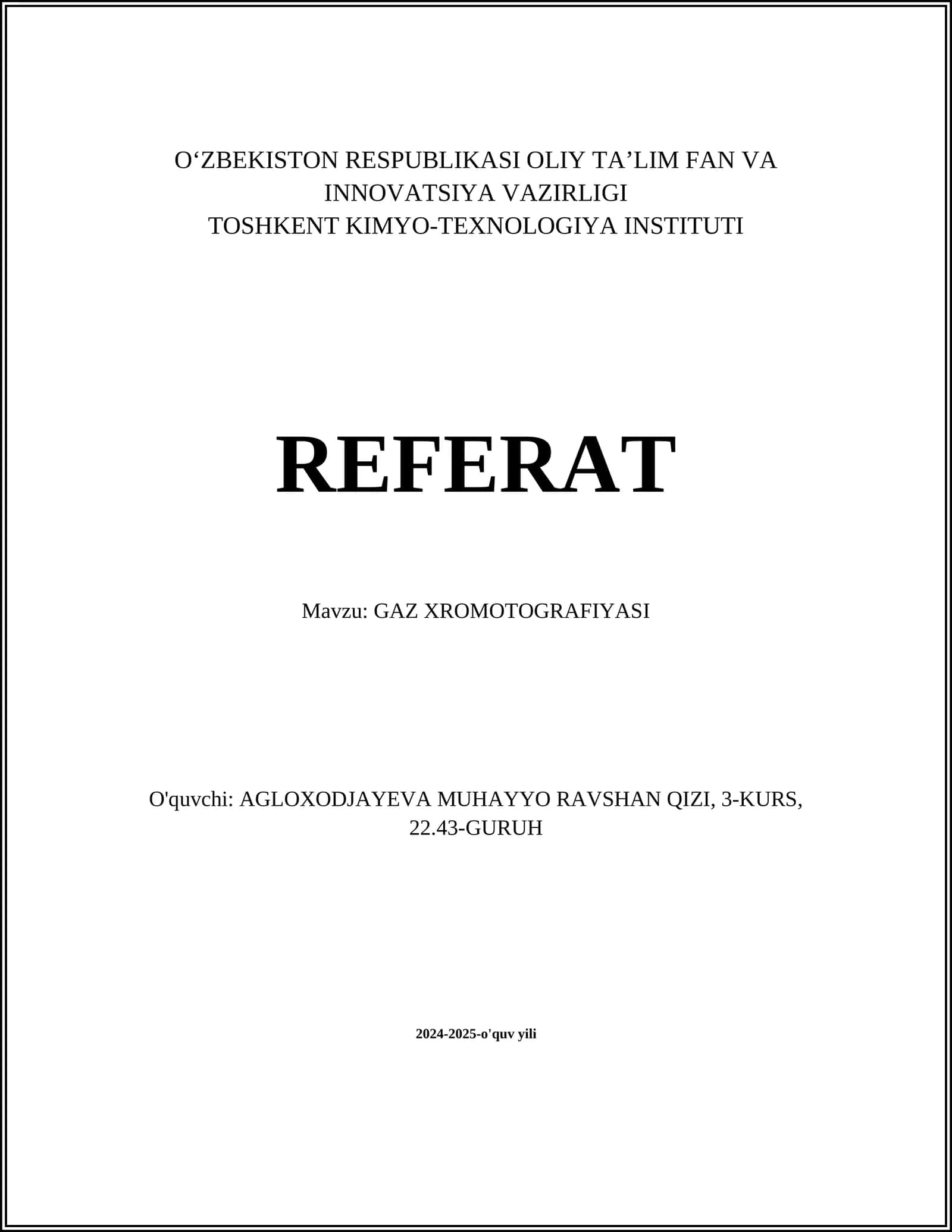 GAZ XROMOTOGRAFIYASI