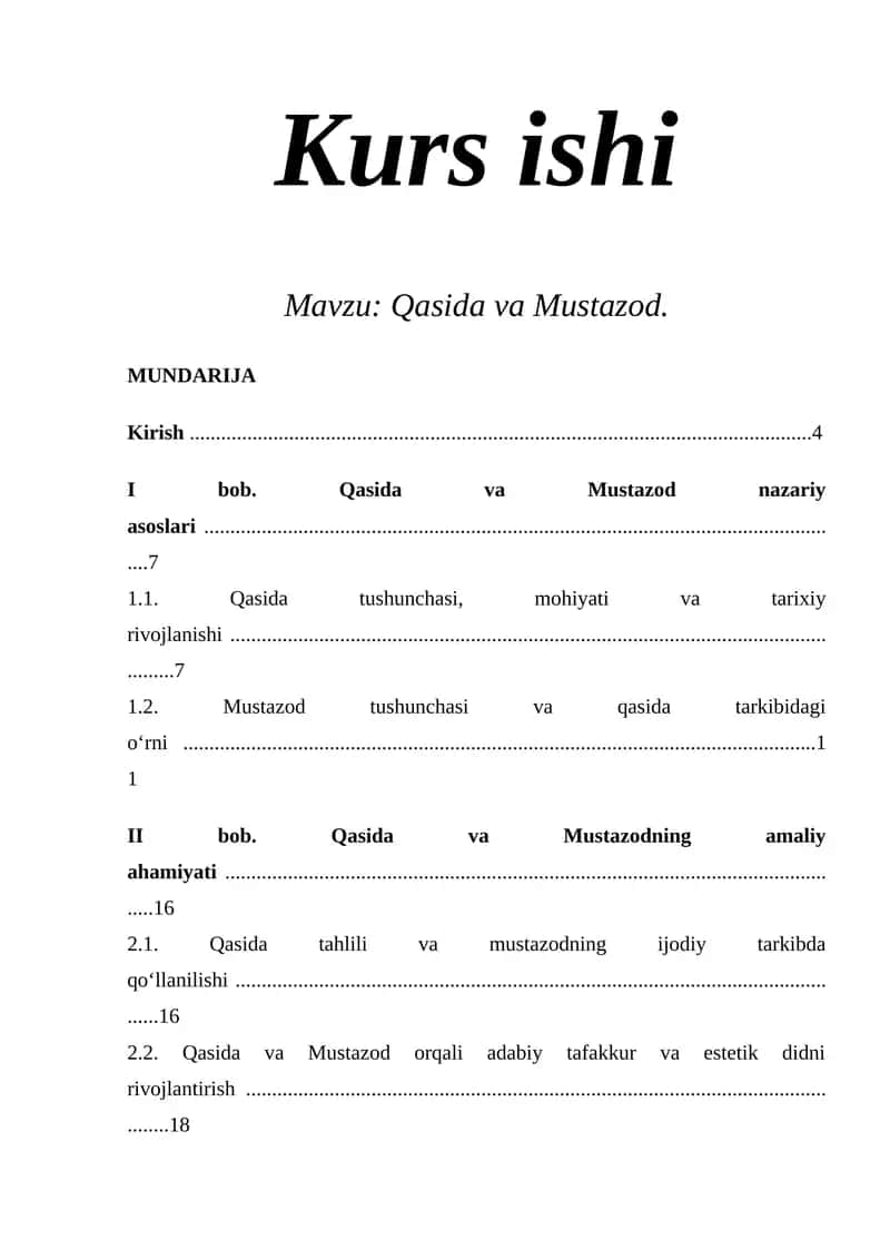Qasida va Mustazod
