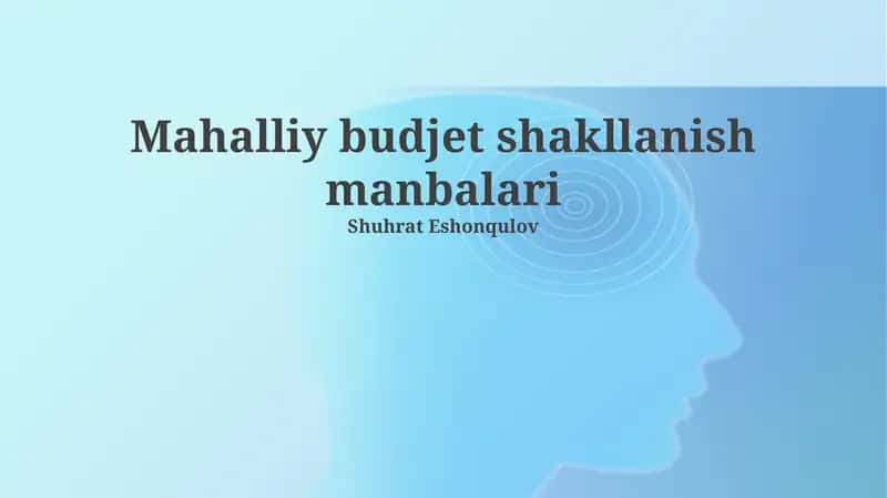 Mahalliy budjet shakllanish manbalari