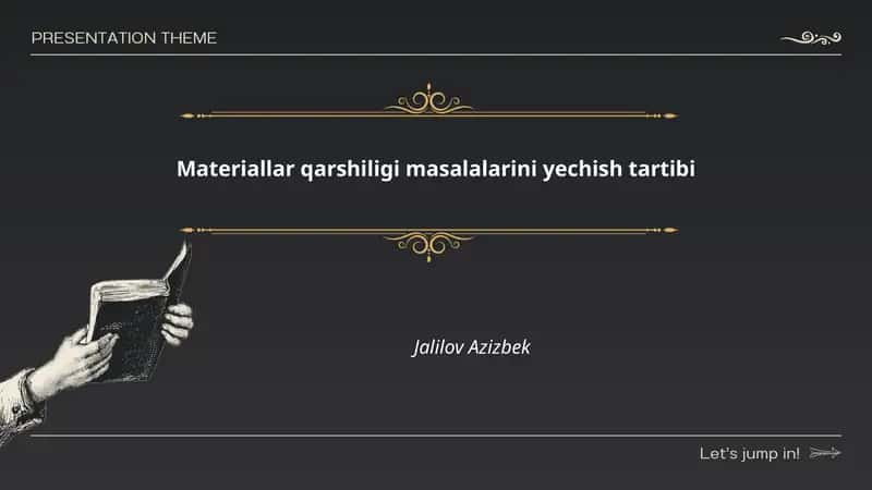 Materiallar qarshiligi masalalarini yechish tartibi