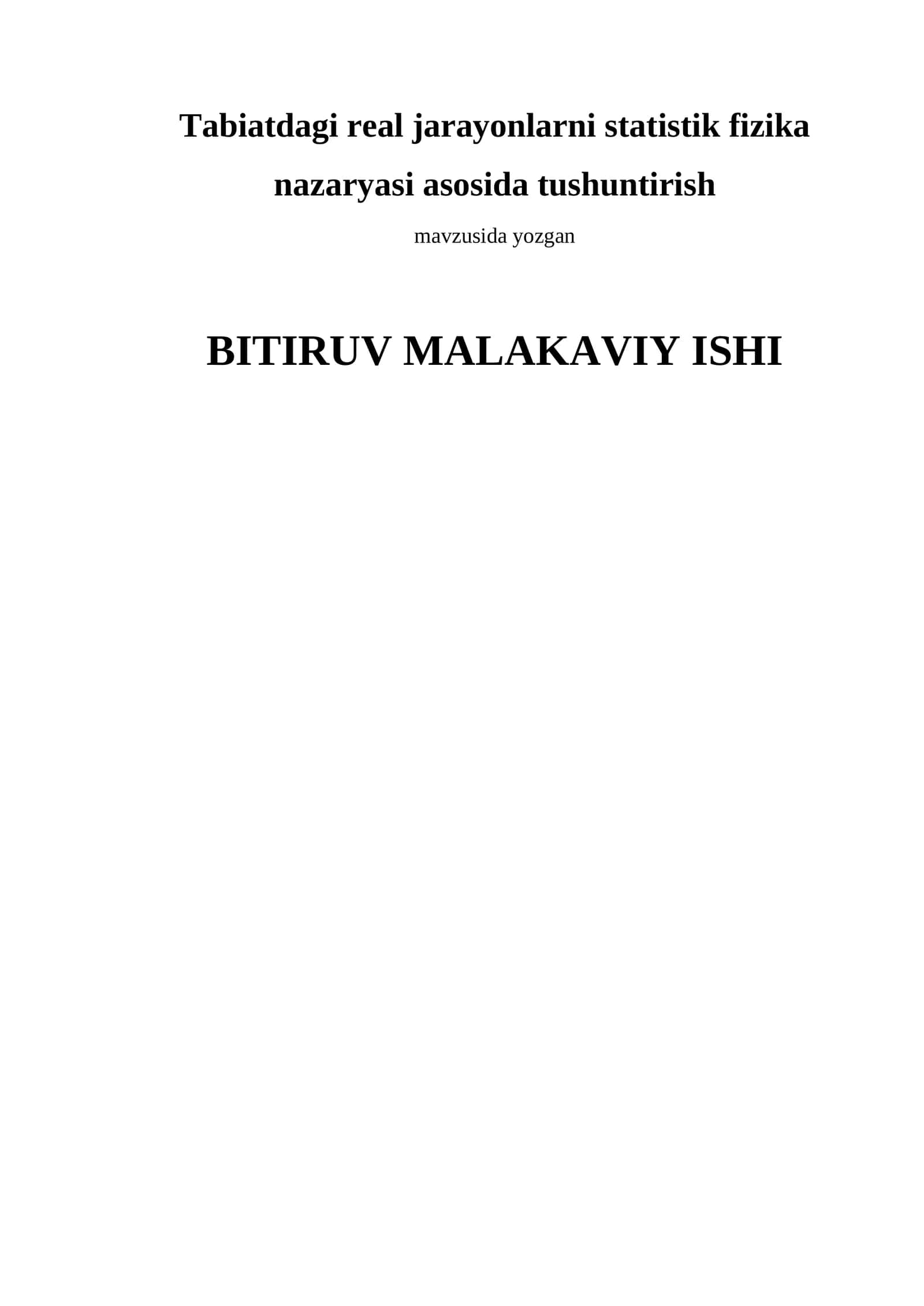 BITIRUV MALAKAVIY ISHI