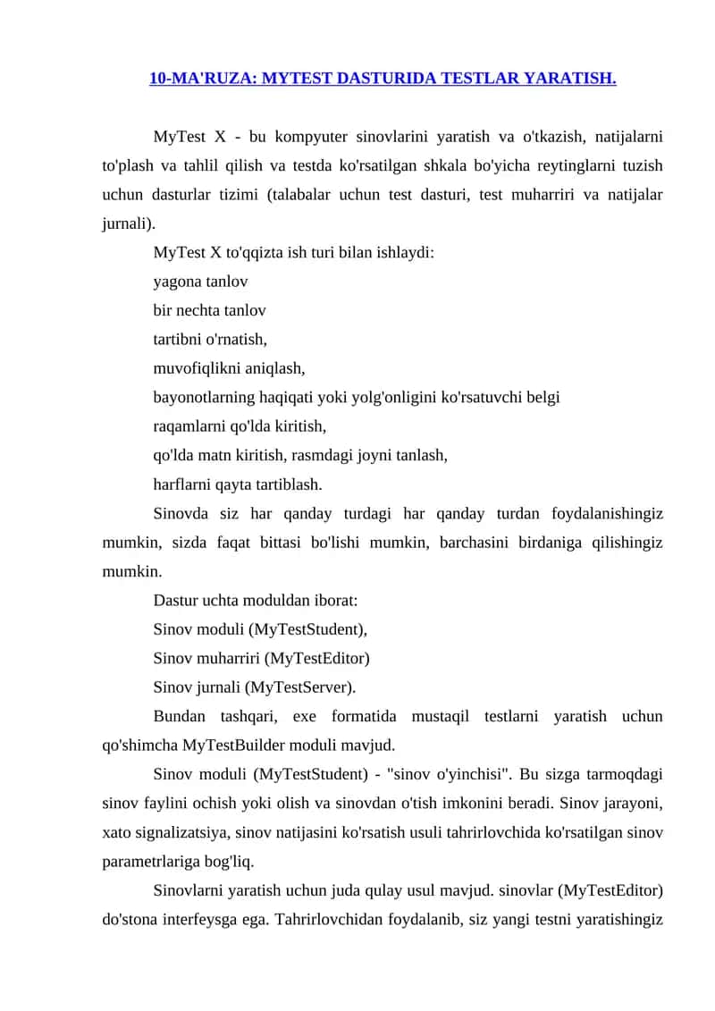 MyTest X