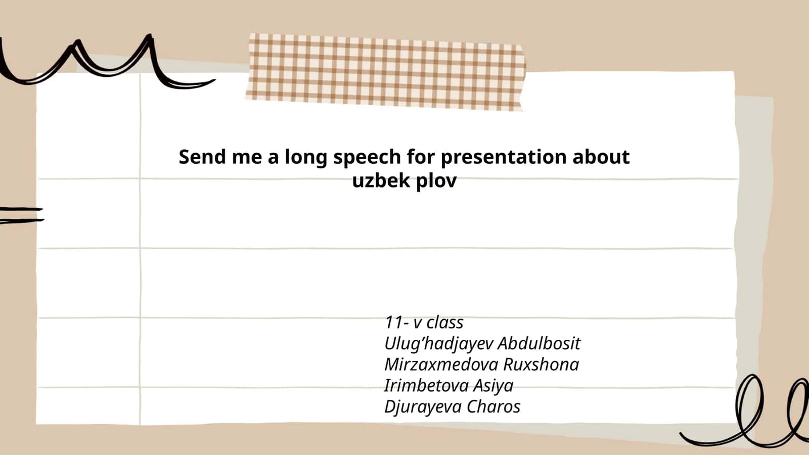 Long Speech for Presentation about Uzbek Plov