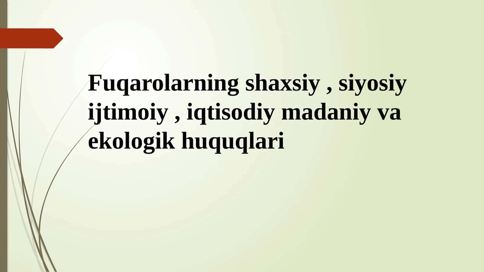 Fuqarolarning shaxsiy, siyosiy, ijtimoiy, iqtisodiy, madaniy va ekologik huquqlari