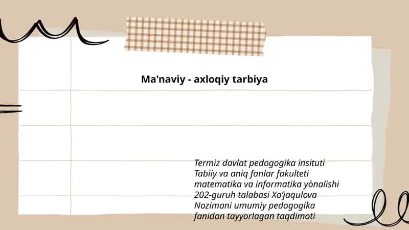 Ma'naviy - axloqiy tarbiya