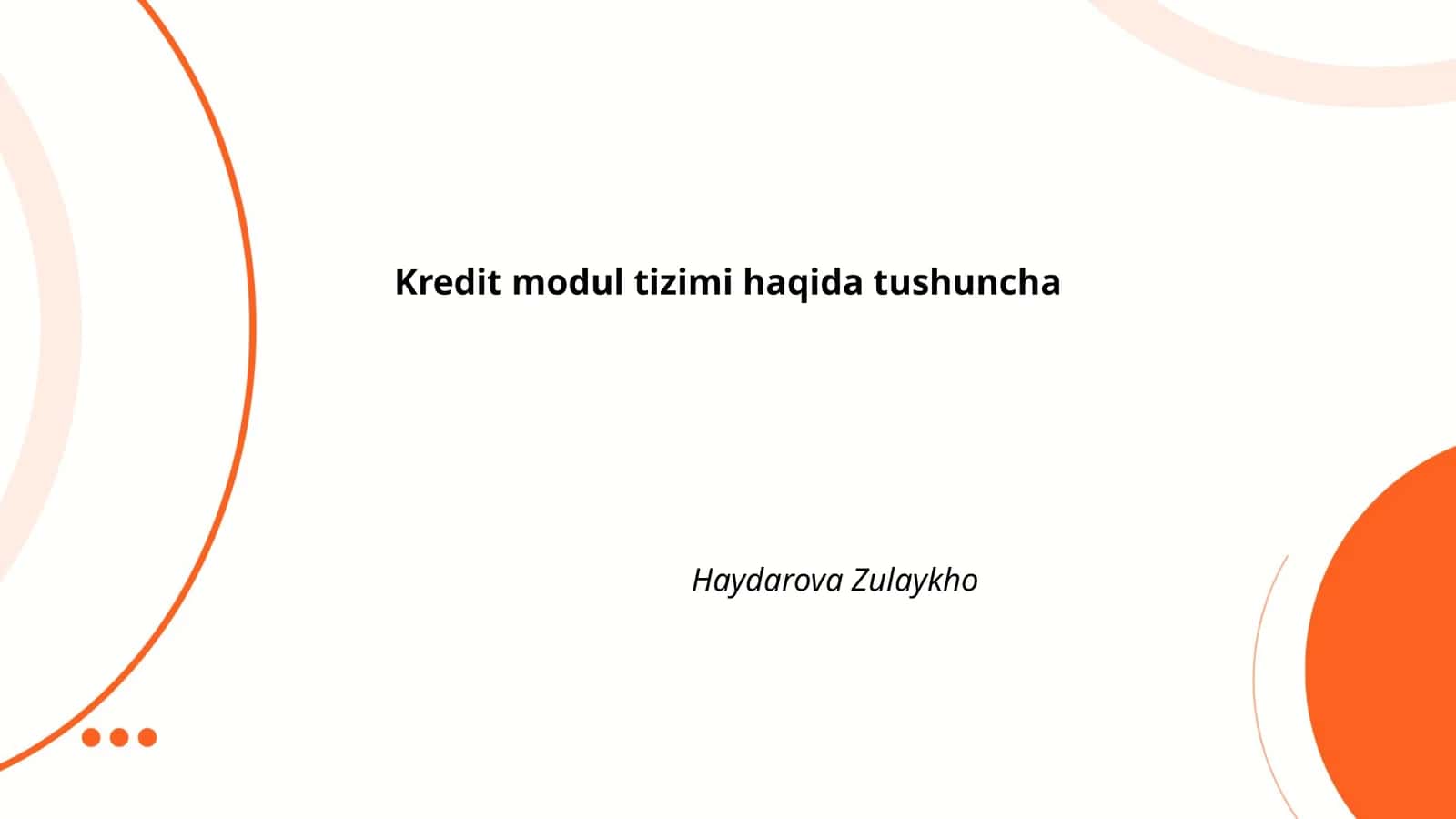 Kredit modul tizimi haqida tushuncha