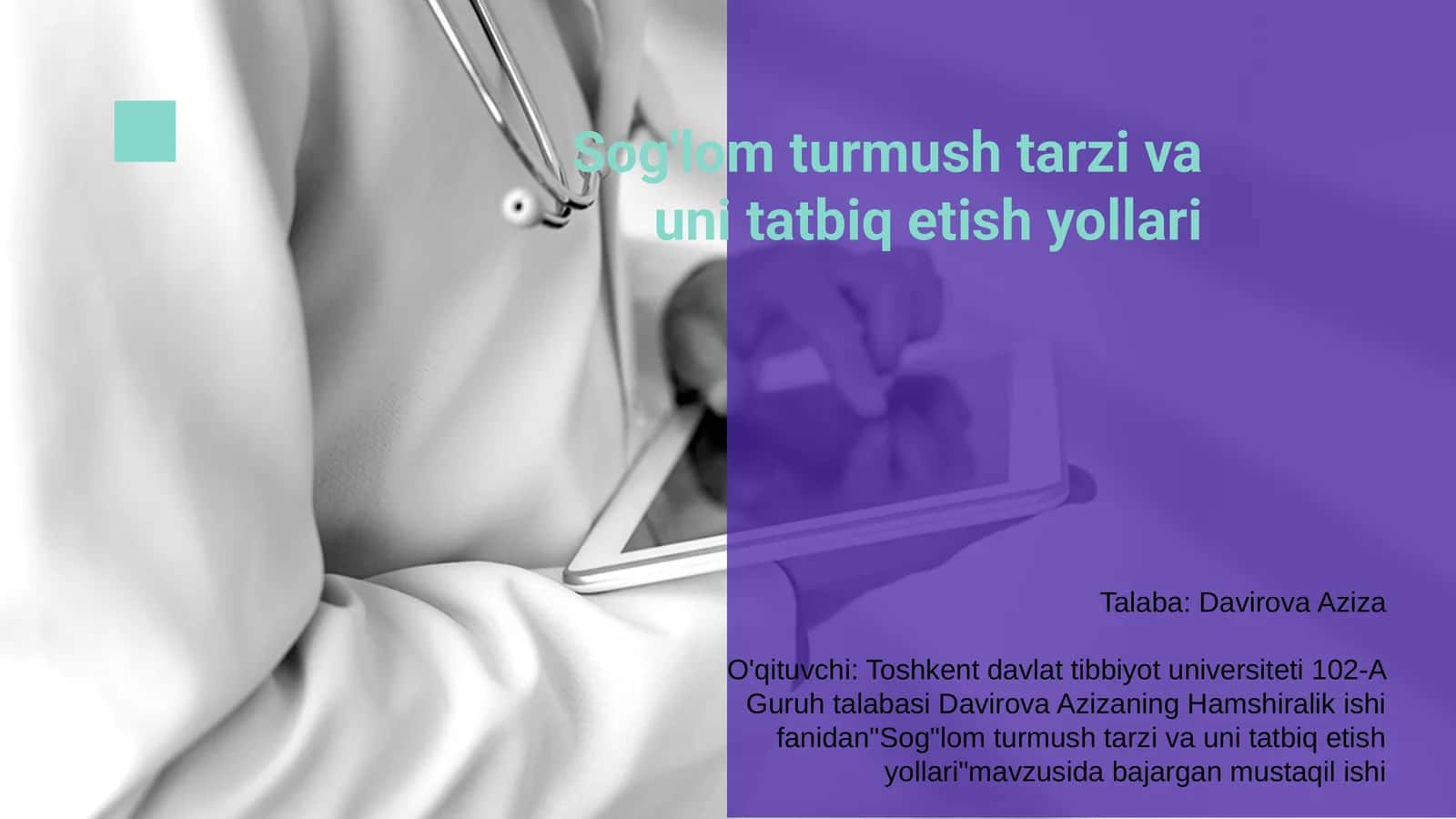 Sog'lom turmush tarzi va uni tatbiq etish yollari