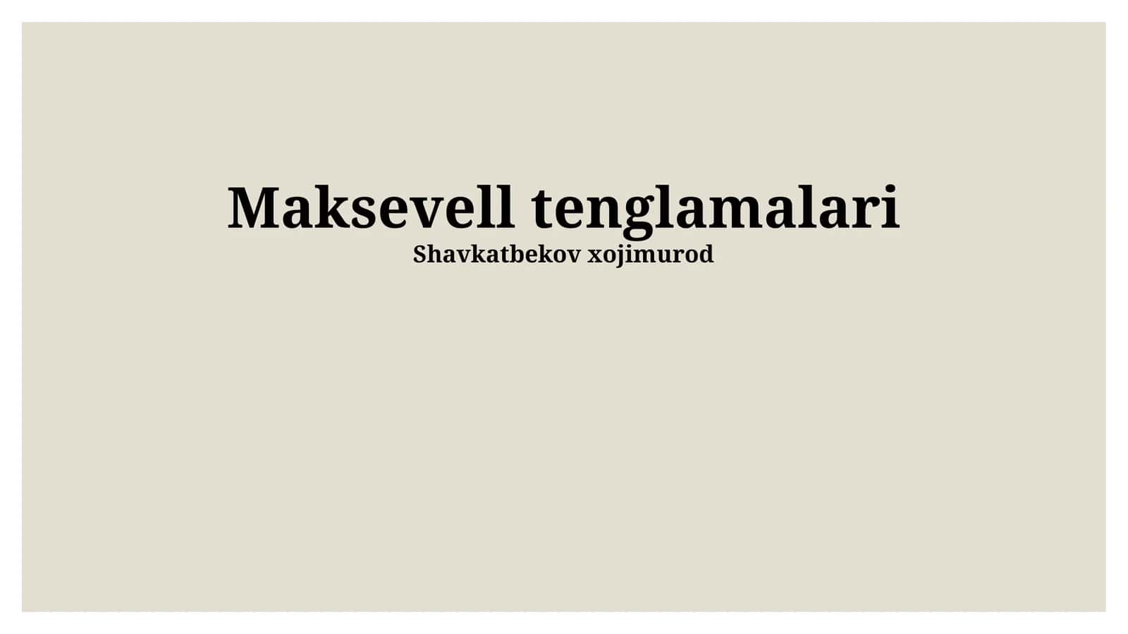 Maksevell tenglamalari