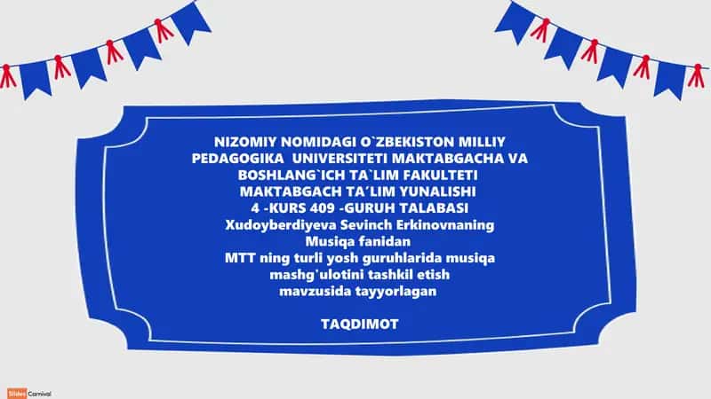 MTT ning turli yosh guruhlarida musiqa mashg'ulotini tashkil etish