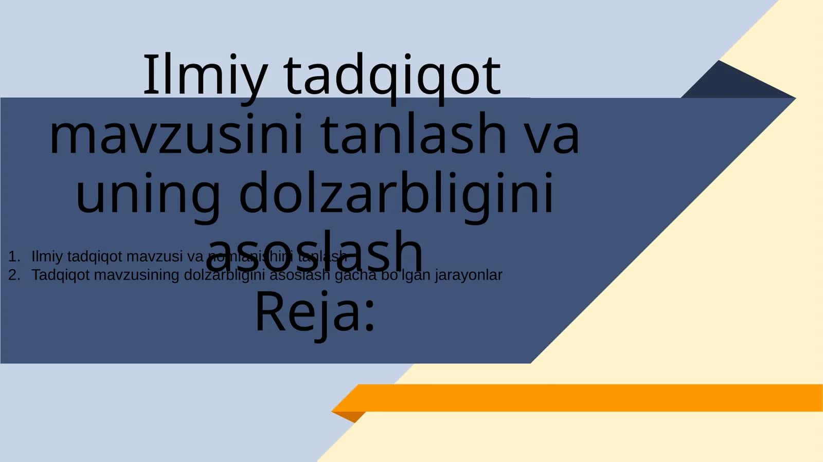Tadqiqot mavzusini tanlash